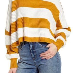 LIRA Clothing Sahara Crop Sweater In Amber Stripe Size XS